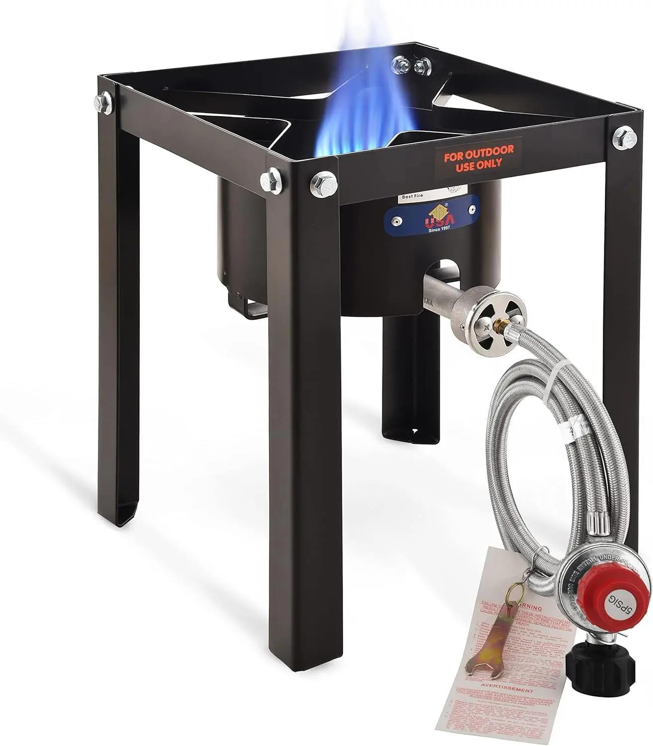 ARC ADVANCED ROYAL CHAMPION Heavy Duty Outdoor Cooking Station - 55,000 BTU Single Propane Burner, Alloy Steel Frame, Windshield, Light Weight for Camping Supplies, Tailgating, Homebrewing, Turkey Fry | Camp Kitchen Equipment, Cooking Bbq Camping, Outdoor