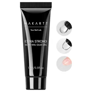 Makartt Solid Nail Glue Gel for Press On Nails, Gel Nail Glue for Nail Tips Long-Lasting Super Strong Nail Glue for Acrylic Nails Clear 3D Nail Gel for Nail Art Home Salon UV Nail Lamp Cured 15ML