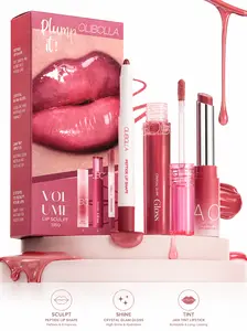 OLIBOLLA Volume Lip Sculpt Trio 3 Color Lip Kit Waterproof Lipstick Set LipLiner & Lipstick Combo Velvet Matte Hydrating Collagen Long Lasting Smudge Proof High Pigment NudeBrown MakeupKit