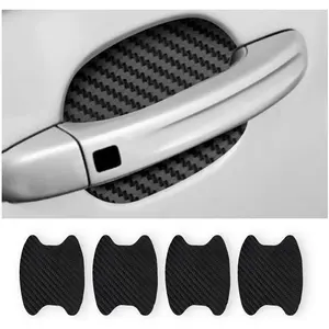 4-Piece Carbon Fiber Car Door Cup Protector, Anti-Scratch Non-Marking Protective Film for Auto Door Handles, Universal Fit for Most Vehicles (Black) Blilo