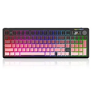 K98 Pro RGB Backlight Wired Gaming Keyboard, RGB Backlit Keyboard, Rechargeable Mechanical Keyboard with Multifunctional Knob & Smart Display, Compatible with Multiple Systems