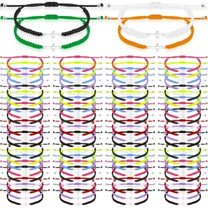 100 count  Bracelets Bulk Adjustable Christian Braided String Bracelets for Easter Graduation, Christian  for Men, Women, Baptism, Church, Funerals, Friendship
