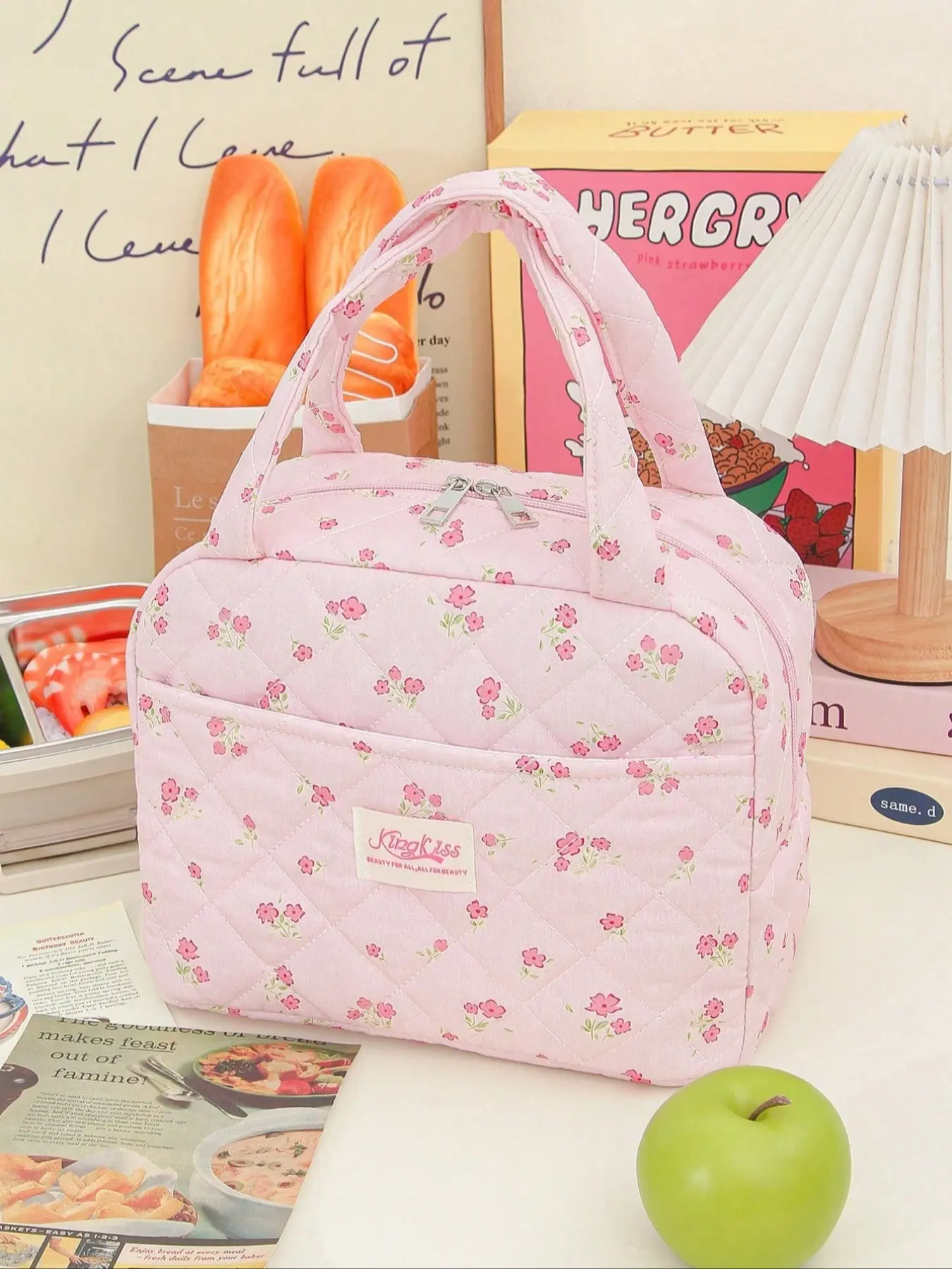 Cute Insulated Lunch Bag Set, Durable Insulated Bag, Portable Waterproof Lunch Tote, Colorful Printed Lunch Bags, Large Capacity Storage Container, Cute Bento Bag, Zipper Lunch Bag