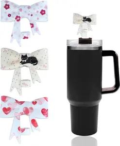 3 Pcs Bow Straw Covers Cap Toppers Compatible with Stanley 30&40 oz Tumbler Cups,Reusable Cute Silicone StrawTips Protectors for 0.4 in/10mm StanleyCups StrawAccessories