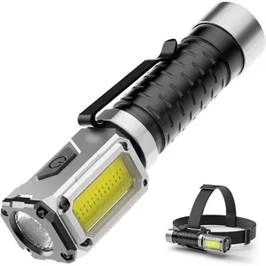 Rechargeable Flashlights High Lumens, 2000LM Bright Pocket  Flashlight with Red Green Light, 5 Modes  Flashlight COB Work Light & Mini Flash Light for Camping, Home, Hiking