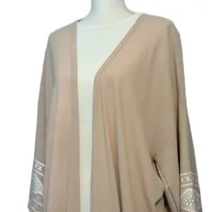 Abaya/Cardigan with White Printed Sleeve Detail
