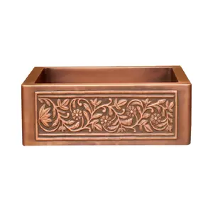 Akicon Custom Single Bowl Farmhouse Kitchen Copper Sink