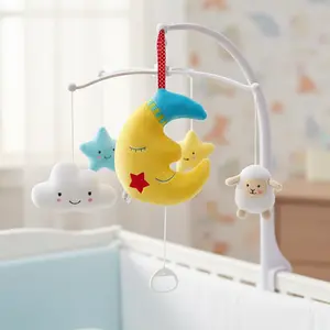 Baby Crib Toy, Cute Moon Shape Hanging Toy Rattle Educational Comfort Toy Stroller Toy Present