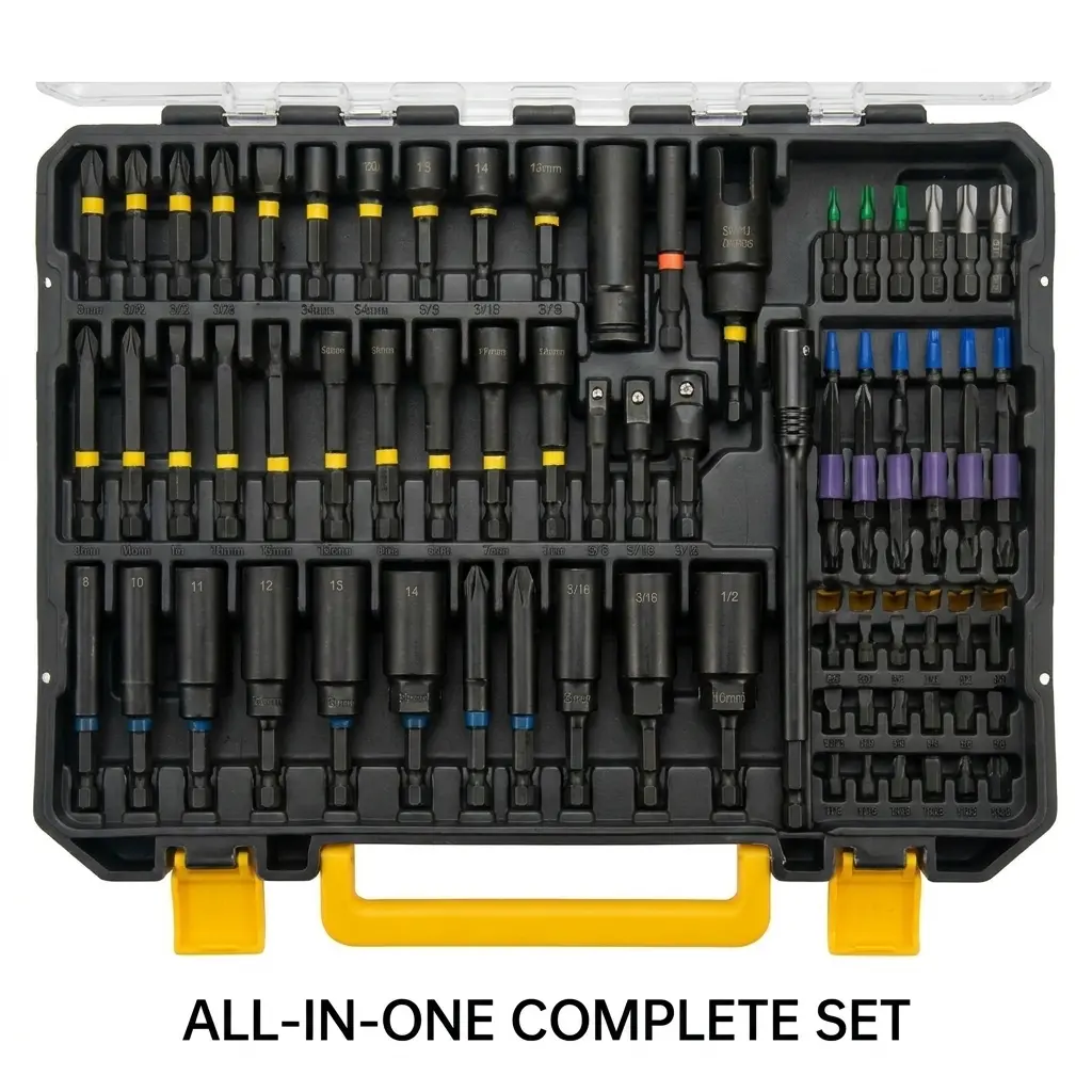 80-Piece Premium Magnetic Impact Nut Driver Set Metric & SAE with Socket Adapters, Bit Holder, Wing Nut Driver, Universal Sockets, Quick Release Extension, Power Bits