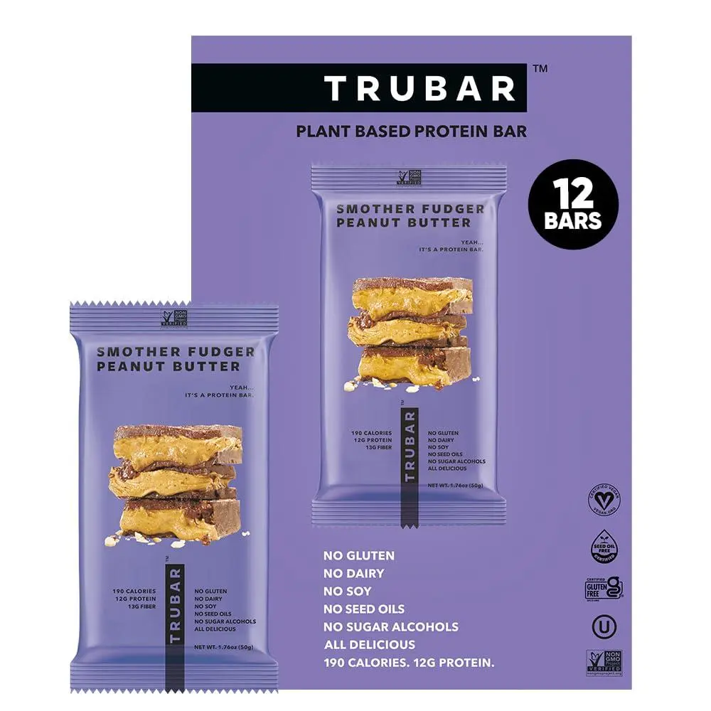 TRUBAR Protein Bar Smother Fudger Peanut Butter  1.76oz 12ct