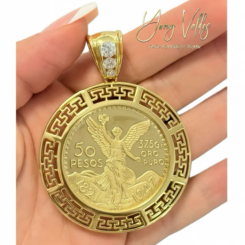 14K Gold Plated Angel Medallion Pendant with CZ Bail – Large Round Pendant