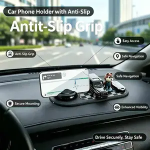 Universal Anti-Slip Car Dashboard Mat with 360°Rotating Phone Holder - Multi-FunctionalOrganizer Pad for Phones, Sunglasses, Keys, andDaily Essentials 2 CarPlay Screen Slot MountInterior Accessories