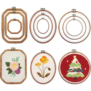 Embroidery & Cross Stitch Display Frames, 9Pcs Circle Oval Rectangle Octagonal Embroidery Hoops Perfect for Sewing and Home Decor