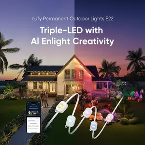 【Special Bundle】eufy Permanent Outdoor Lights E22, 100ft with 60 Triple-LED Lights, Smart RGBWW for Christmas, Daily and Holiday, IP67 Waterproof, AI Lighting Themes for Christmas Decorations, Links with Cameras Dimmable Customization