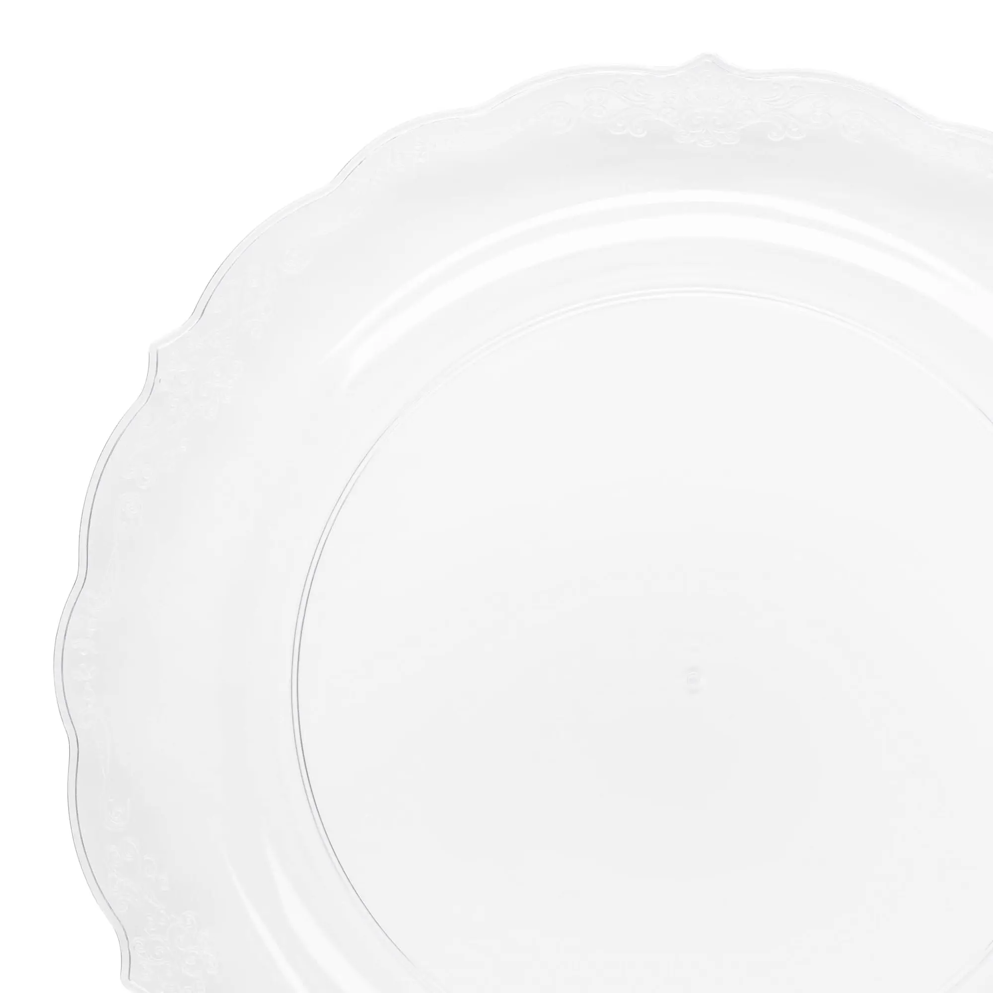Clear Vintage Round Disposable Plastic Dinner Plates (10")