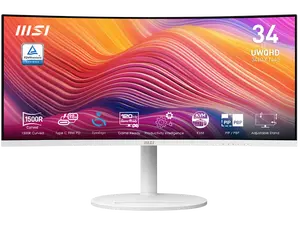 MSI 34" 120 Hz VA UWQHD Monitor 1ms (MPRT) / 4ms (GTG) Adaptive-Sync Adobe RGB / DCI-P3 / sRGB: 92% / 95% / 119% Curved Modern MD342CQPW