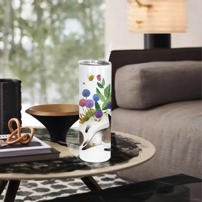 FECBK 25-Pack 20oz Skinny Tumbler with Flat Edge & Straw | 304 Food-Grade Stainless Steel Sublimation Blank Cup for Custom Iced Coffee, Juice & Sparkling Water | Large Capacity Party Drinkware Set