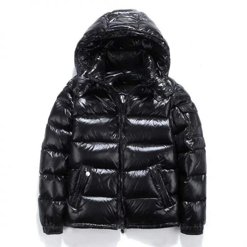 New Glossy Down Jackets Men Jackets Short Winter Hooded Women Thickened Warm-Keeping Cold-Proof Long Sleeve Cardigan Jacket Black Coats
