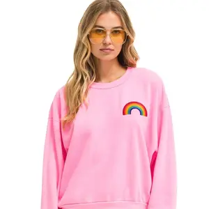 Aviattor Nation Sweatshirt Rainbow Sweatshirt Neon Pink Hoodie Gift Womenswear Tops Underwear Lady