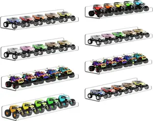 8 Pack Acrylic Shelves Wall Organizer and Storage, 15" Display Shelf for Figure, Toy Cars, Perfume, Kids Bookshelf for Bedroom, Nursery, Craft Room, Clear