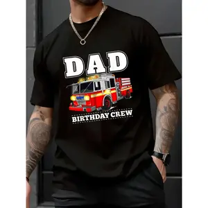 Unisex 100% Cotton “Dad Birthday” Fire Truck/Firefighter T-Shirt – Funny Father’s Day Tee