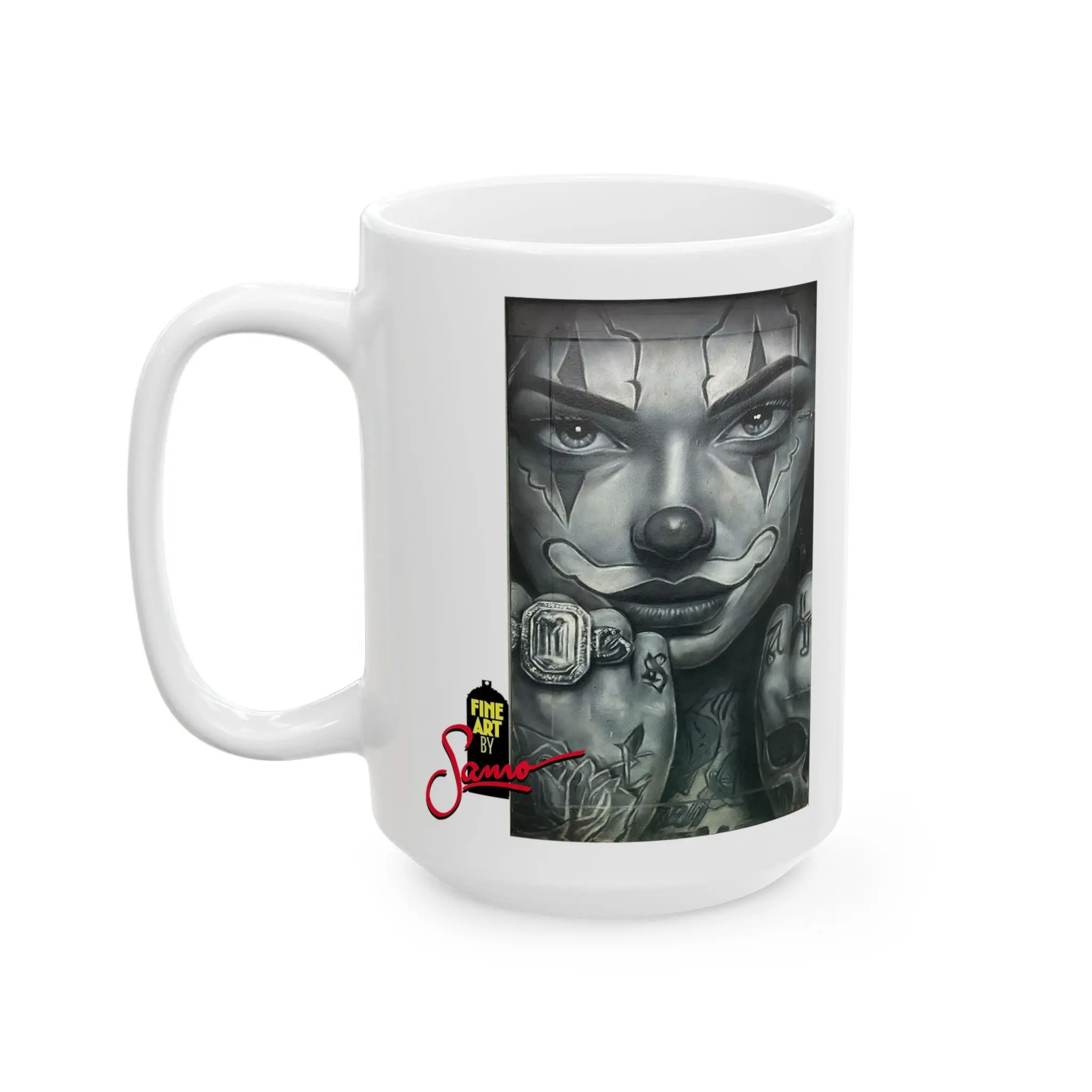 Sad Girl Spray Paint Mural Ceramic Mug | Samo Street Art Print