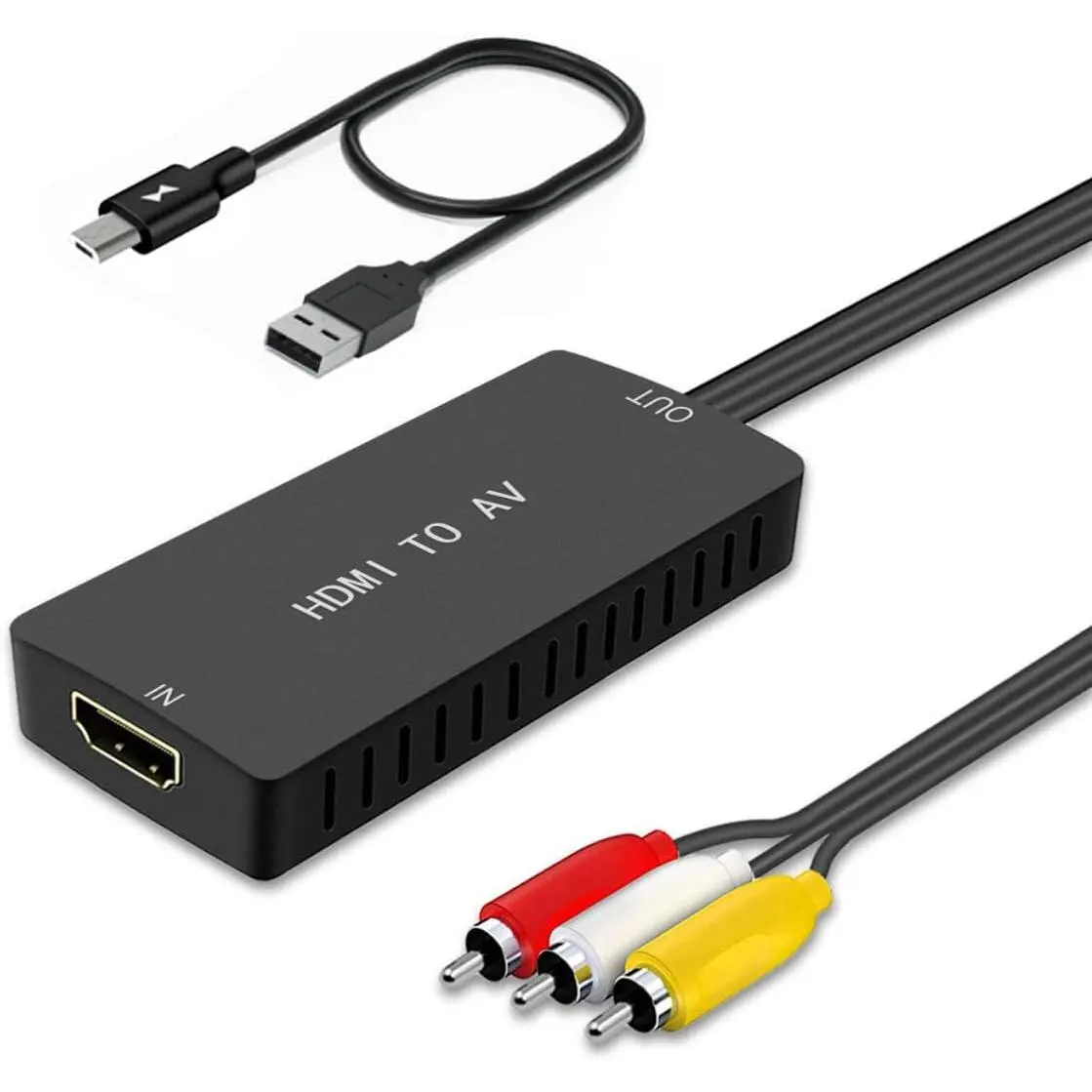 Portable HDMI to RCA Converter - Plug-and-Play Composite Video Audio Adapter for Fire Stick, Roku, Blu-Ray Device, DVD Player, Projector with PAL/NTSC Support, Hd Camera, 5V1a