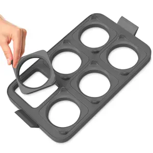 QualityGrill Silicone Egg Rings for Griddle Cooking - 6 Removable Molds for Frying Eggs, Non-Stick & Heat-Resistant with Ergonomic Handles