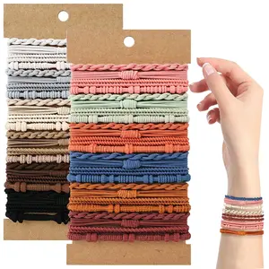 48 PCS Boho Hair Ties, Elastic Hair Tie Bracelets for Women, Cute Hair Ties No Damage, Ponytail Holders for Girls with Thick and Thin Hair - MulticolorOJIP