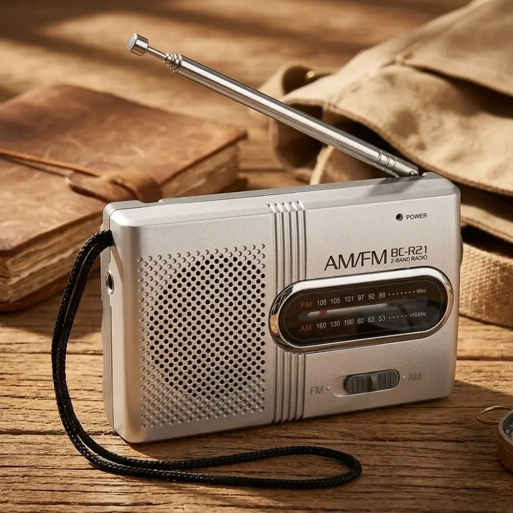 Portable AM/FM Handheld Radio Speaker with Stereo Hi-Fi Audio, Wireless Bluetooth Receiver for Travel, Camping & Home. Perfect Gift for Holidays, Mini Compact Radio Player with Universal Design, Portable Radios