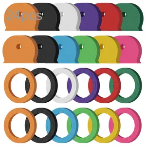 24 Pack Key Caps Colorful Plastic Key Cover, Key Identifiers and Key Tags, Key Covers for House Key (Not for Odd-Shaped Keys), 10 Colors, 2 Styles
