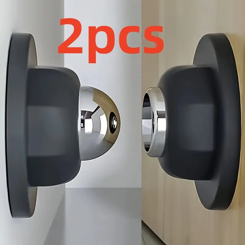 2 Premium Magnetic Door Stoppers, Durable No-Drill Installation, Magnetic Hold, Wall and Floor Use, Versatile Use, Ideal for Renters and Landlords, Simple Design