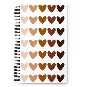 Journal Notebook Spiral Metal Binding, 140 Dotted Pages Soft Cover, Hearts Graphic