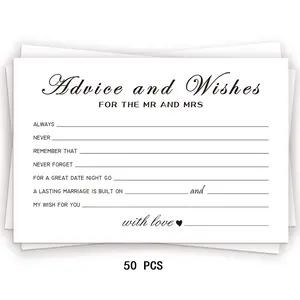 50 Sheets Wedding Blessing Cards, Advice and Wishes, 10x15cm Decorative Table Cards, Writeable Event Decoration, Perfect for Banquets and Activities