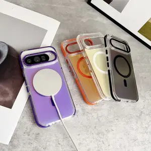 Fin Metal Lens Laser MagSafe Phone Case For Google Pixel 10 9 Pro XL Frosted Translucent Wireless Charging Hard PC Cover