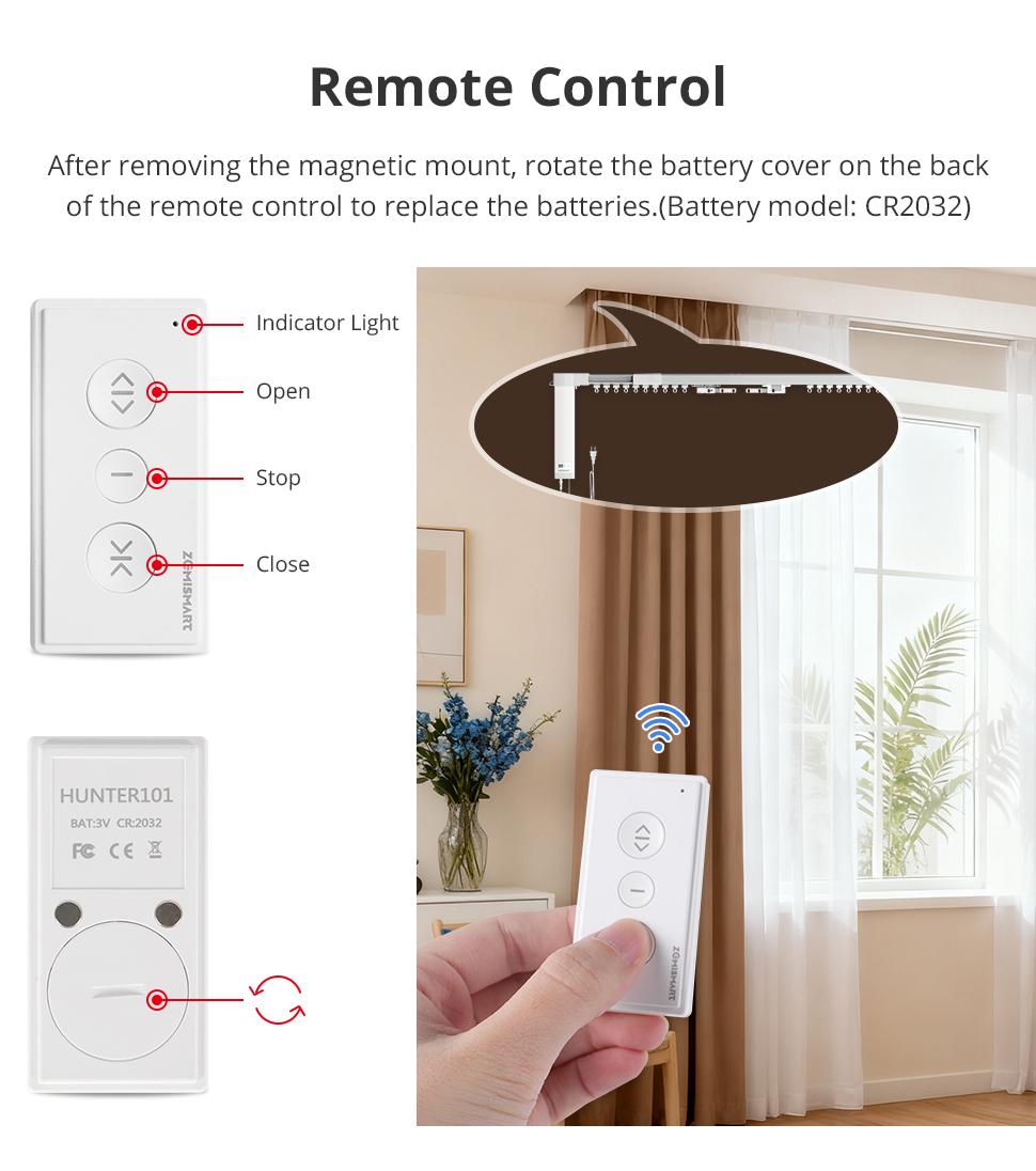 Zemismart Fully Automatic Electric Curtain Sliding Rail Directly Connected to Apple HomeKit for Easy Control and Installation