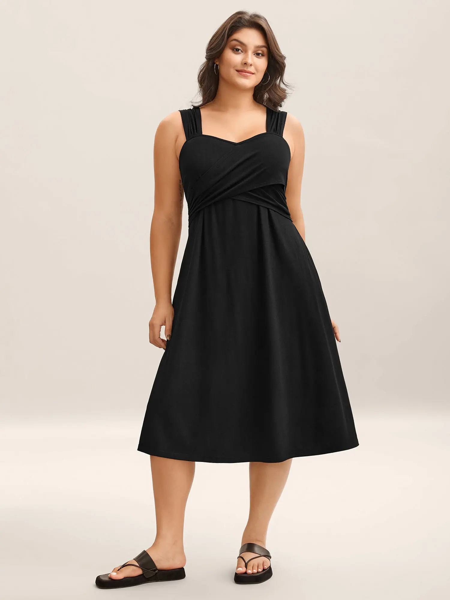 BloomChic Plus Size Women Midi Dress - Sleeveless A Line Wrap Dress with Side Pocket, Waist Flattering Fit, Comfortable Casual Summer Vacation Outfit,Summerfinds', Basic, Casual Fashionable Dress