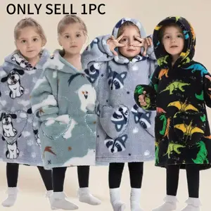 Baby Toddler Cute Fox Print Super Small Wearable Blanket Vest, Thick Warm Winter Sleepwear, Comfortable Home Clothes, Bedding Accessory