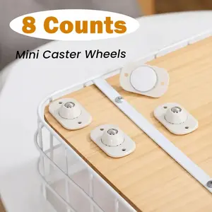 8 Counts Self Adhesive Caster Wheels, Mini Universal Wheel for Kitchen Appliances, 360° Swivel Appliance Roller Casters, Appliance Slider, Adhesive Pulleys for Trash Cans, Storage Racks, Rice Cookers