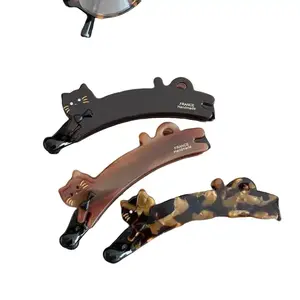 Cat Bow Tie Banana Clip - Elegant, non-slip textured hair clip that doesn't pull on the scalp or strangle the hair, comfortable to wear for long periods.Suitable for women with thin or thick hair, length: 4inch