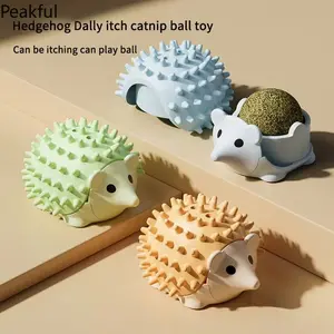 Catnip Hedgehog Wall Sticker Toy 360° Rotating Cat Lick Mat BPA Free Removable Mint Ball Aid Digestion Teeth Health Fresh Breath