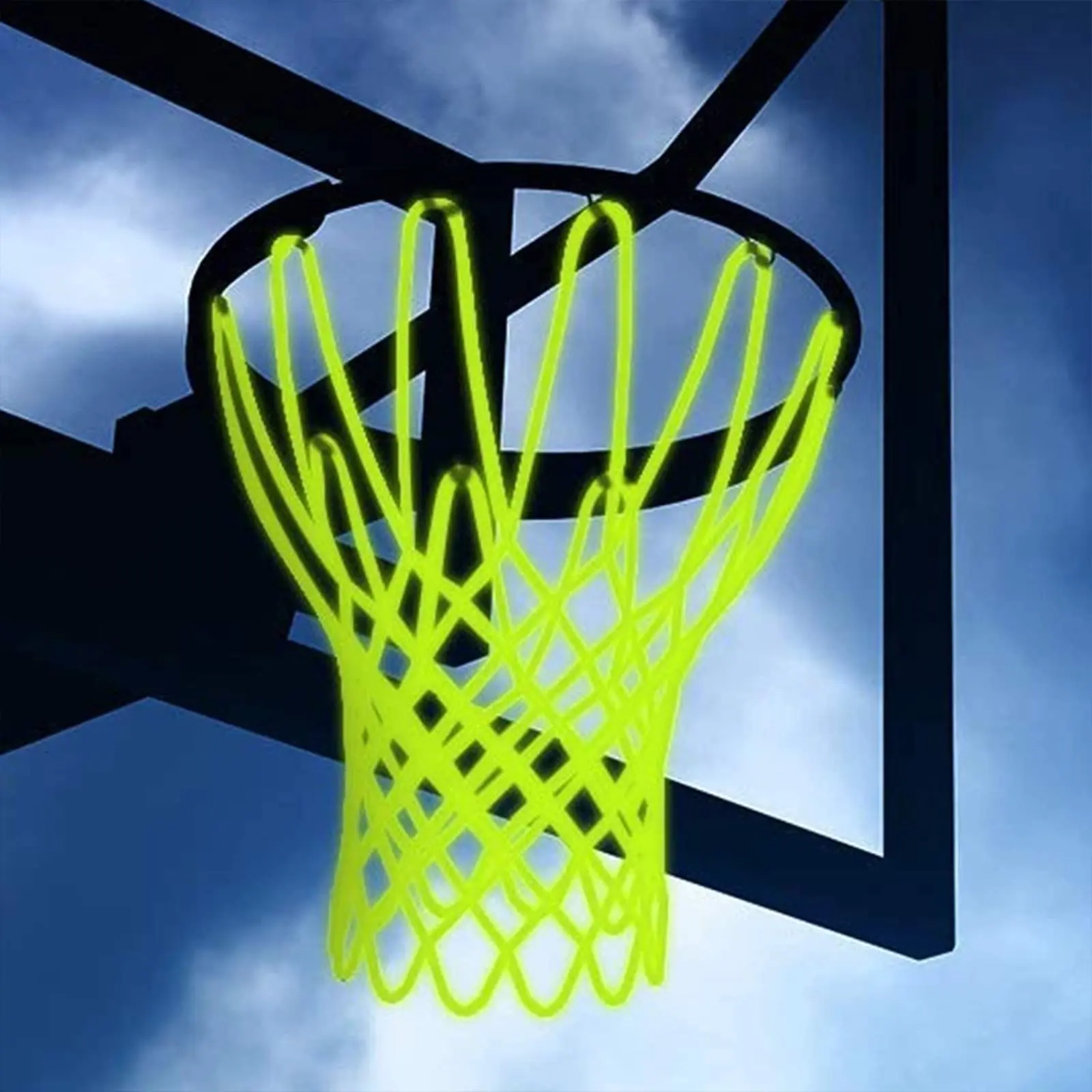 Glow-in-the-Dark Basketball Net - Heavy-Duty Nylon with Sun-Powered Luminous Material, Anti-Whip Design for Outdoor Basketball Hoops, Glowing Material, Halloween, Sunlight, Luminescent, Birthday, Rim Compatible