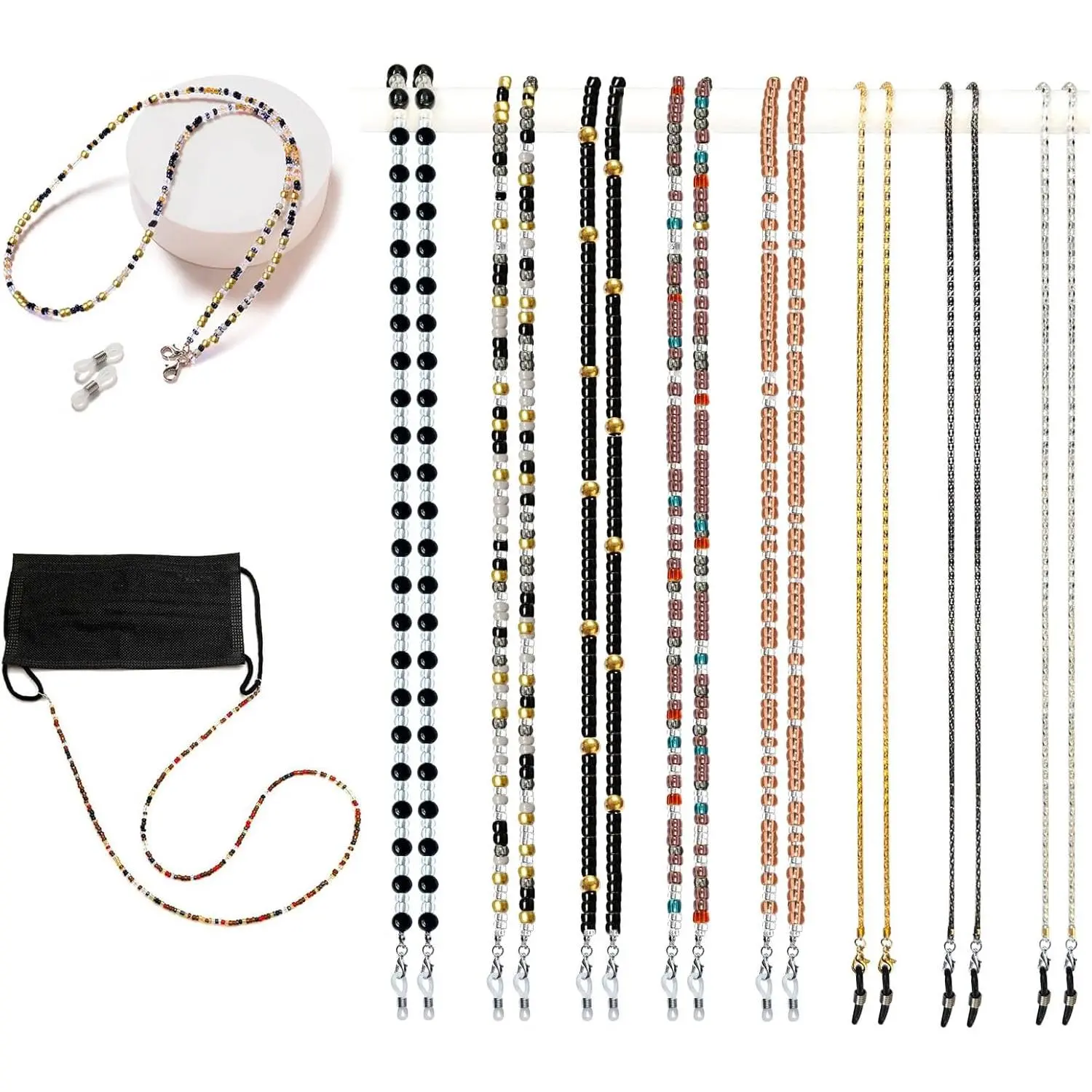 Eyeglass Chains for Women - 8 Pcs Beaded Strap Holders for Sunglasses, Prescription Glasses, Ideal for Mother's Day, Anniversary Gifts, 28 Inches