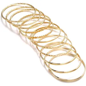 Gold Bangle Bracelets for Women,14K Gold Plated Boho Indian Multi Stackable Bracelets Gold Bangles For Women Jewelry Gifts