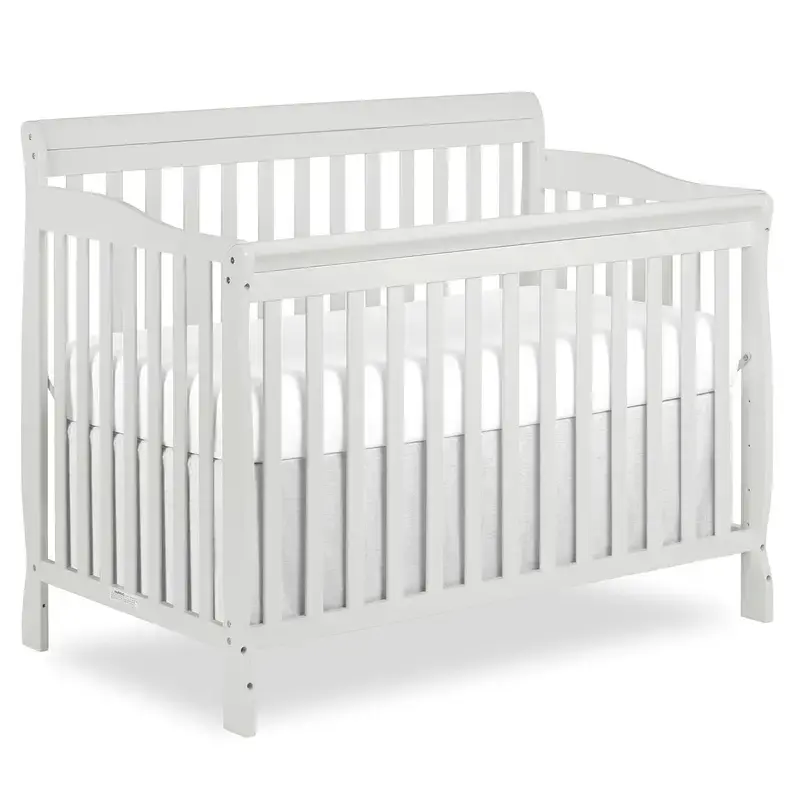 4-In-1 Convertible Crib for Infant, Greenguard Gold & JPMA Certified, Non-Toxic Solid Pinewood Grey Finish, 4 Mattress Height Settings, Height Adjustable Infant & Toddler Bed, Height Adjustable Crib