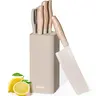 Astercook 6-Piece Stamped High Carbon Stainless Steel Knives Kitchen Set - Thick Ergonomic Handles, Rustproof Durable Scratch Resistant Blades, Dishwasher Safe Knife Block, 6-Piece Coverage for Everyday Cutting Kitchen Supplies