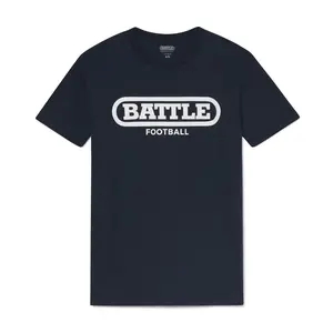 Battle Original Football T-Shirt - Navy Blue Short Sleeve Fitted Crew Neck Casual Summer Tee for Men
