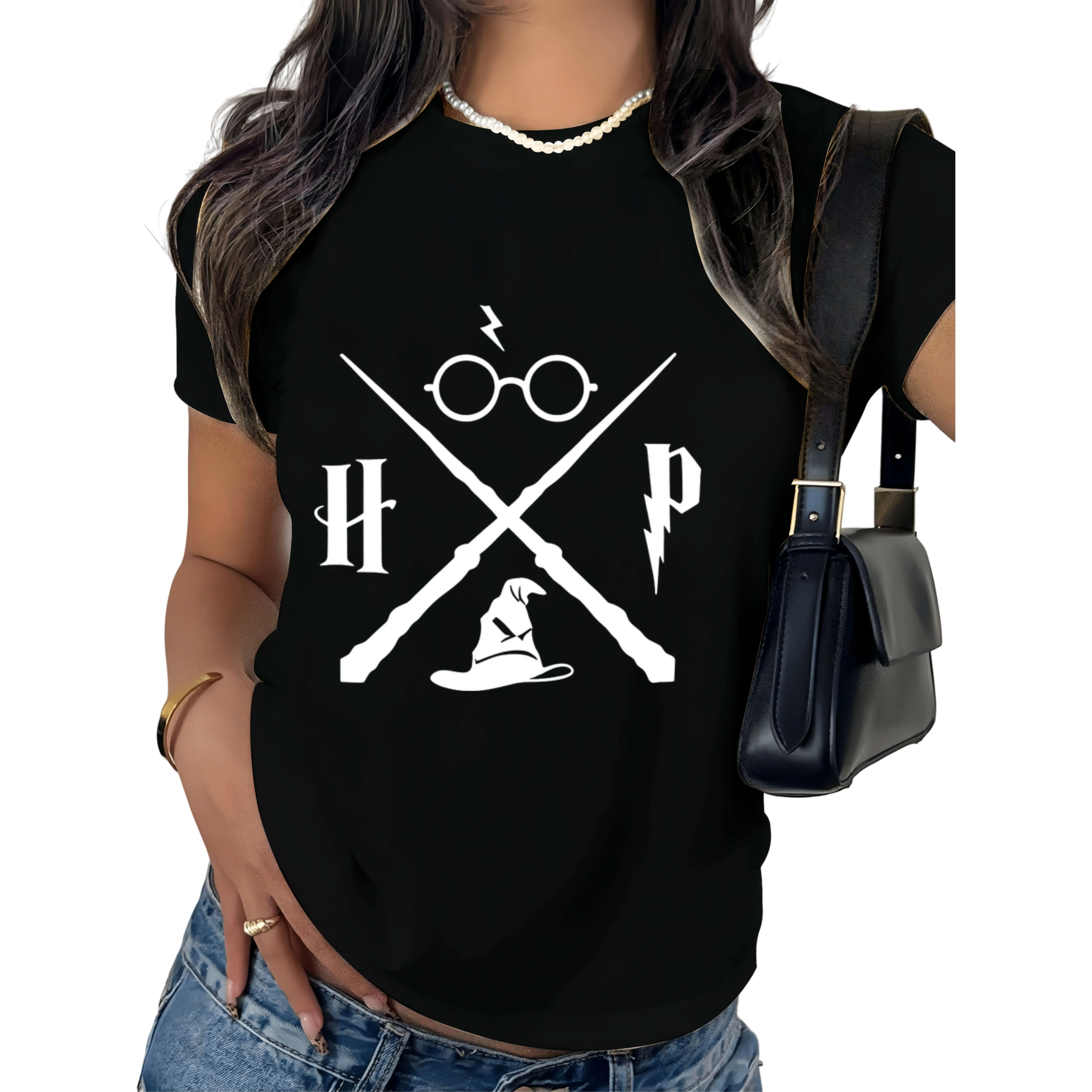 Wizard Hat Shirt Wizard Wand T Shirt HP Shirt Gift Short Sleeve Graphic T Shirts Magic School T-shirt Summer Fashion Tees
