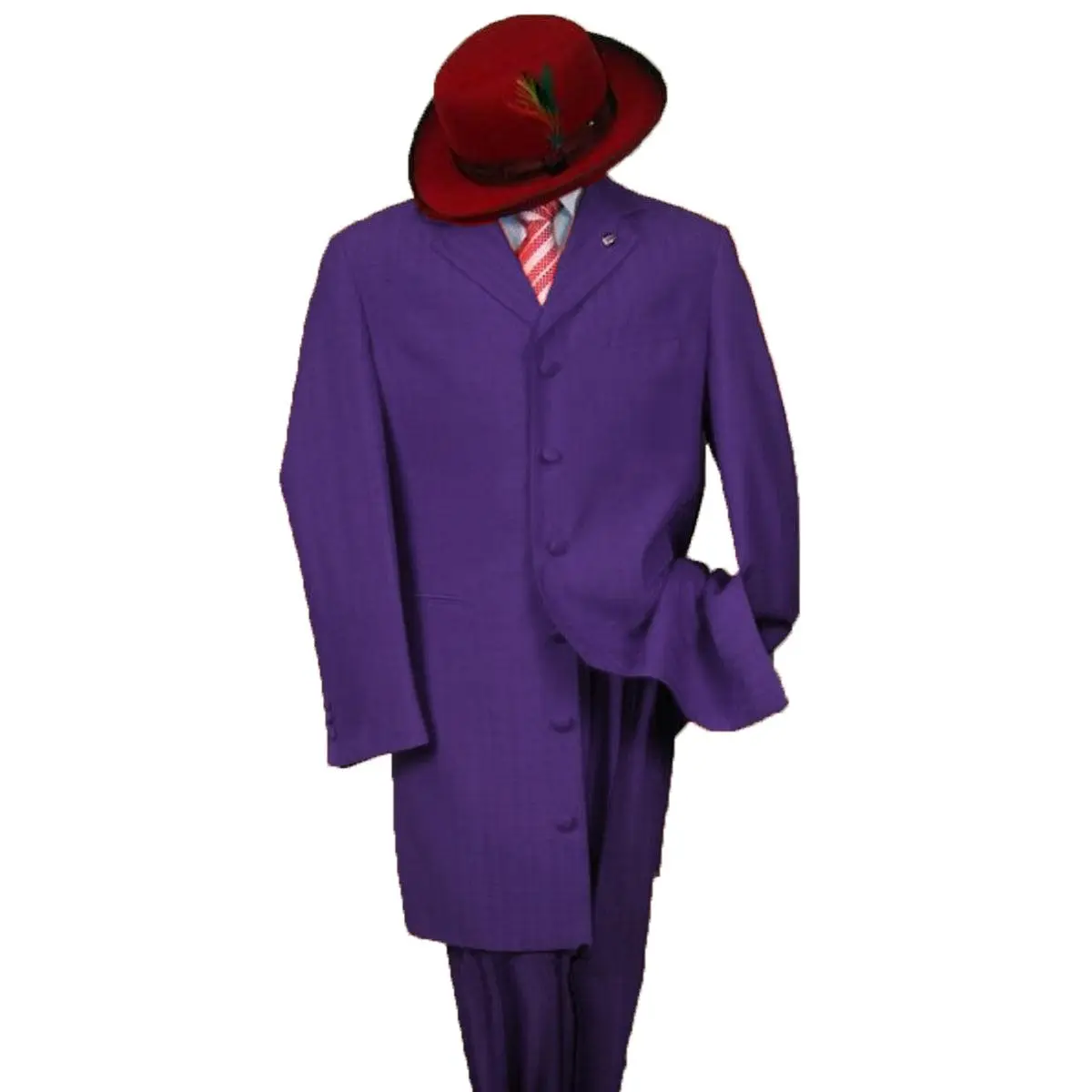Mens 2PC Classic Long Fashion Zoot Suit in Navy Blue