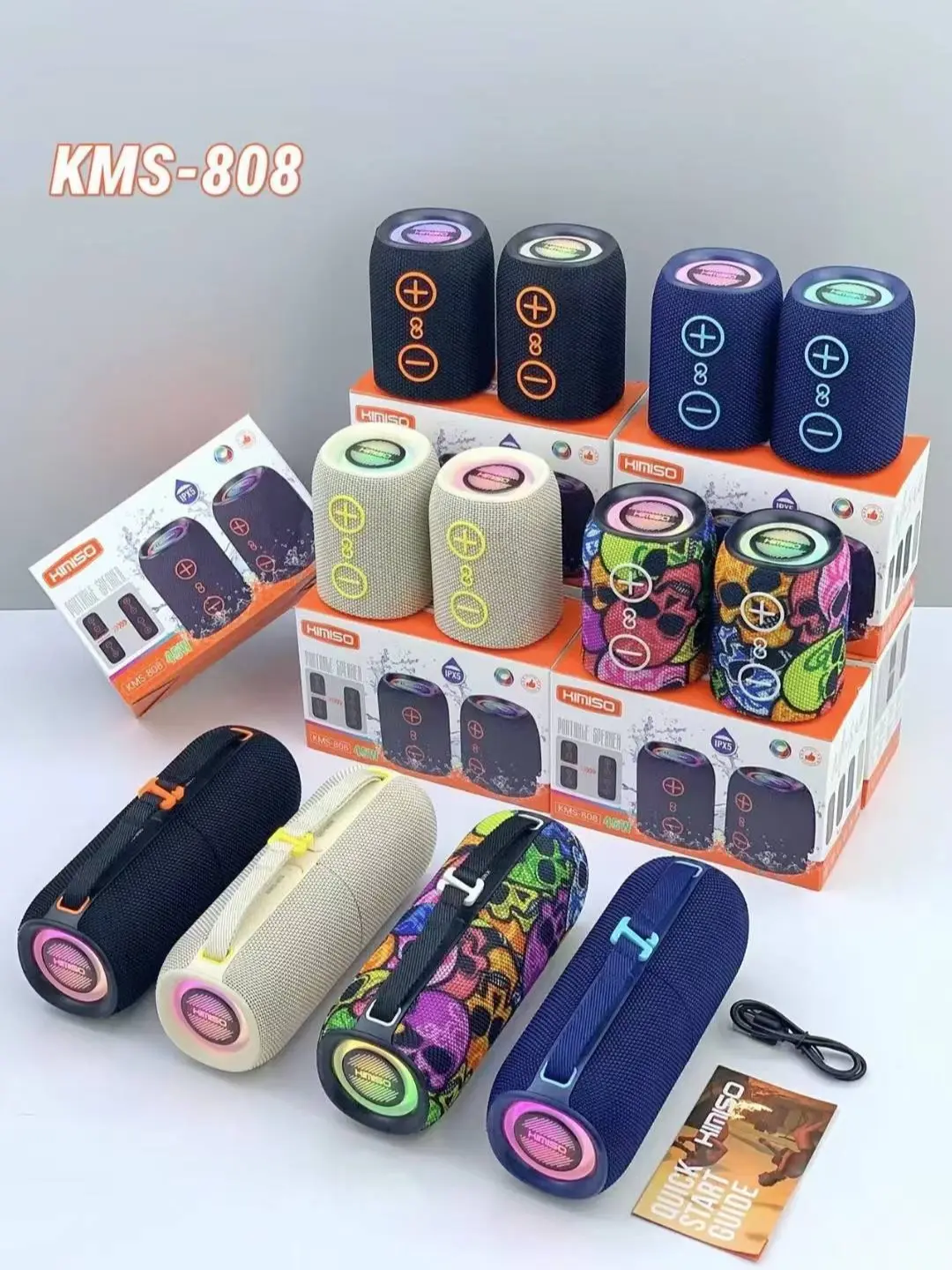 KIMISO KMS-808 Portable Bluetooth Speaker 40W Wireless Bass Speaker with RGB Lights, TWS Pairing & Long Battery Life